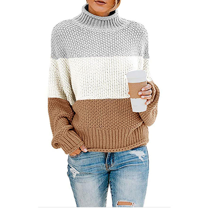 Damen nan grobstrick Rollkragenpullover mit Oversize-Schnitt und Blockstreifen-Optik Echo Archiv