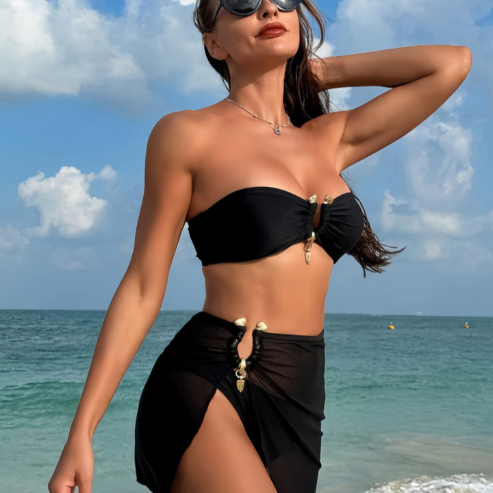 Damen Bandeau-Bikini Set mit eleganter Rock-Overlay Echo Archiv
