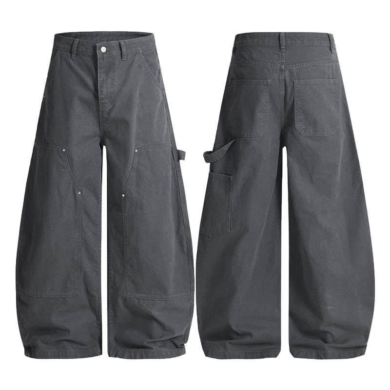 Herren Ultraweite Workwear-Palazzohose aus robustem Baumwoll-Twill mit Kniepaneelen und Werkzeugschlaufe Echo Archiv