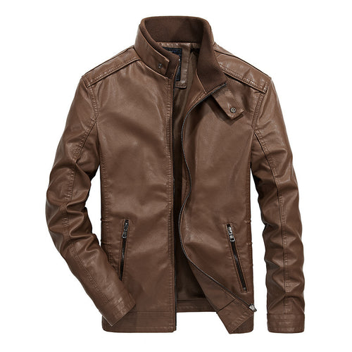 Herren Slim‑Fit Lederoptik‑Blouson mit Stehkragen und Reißverschlusstaschen Echo Archiv