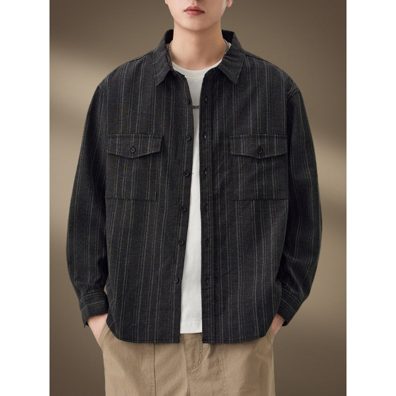 Herren Gestreiftes Hemdjacke mit Brusttaschen Echo Archiv