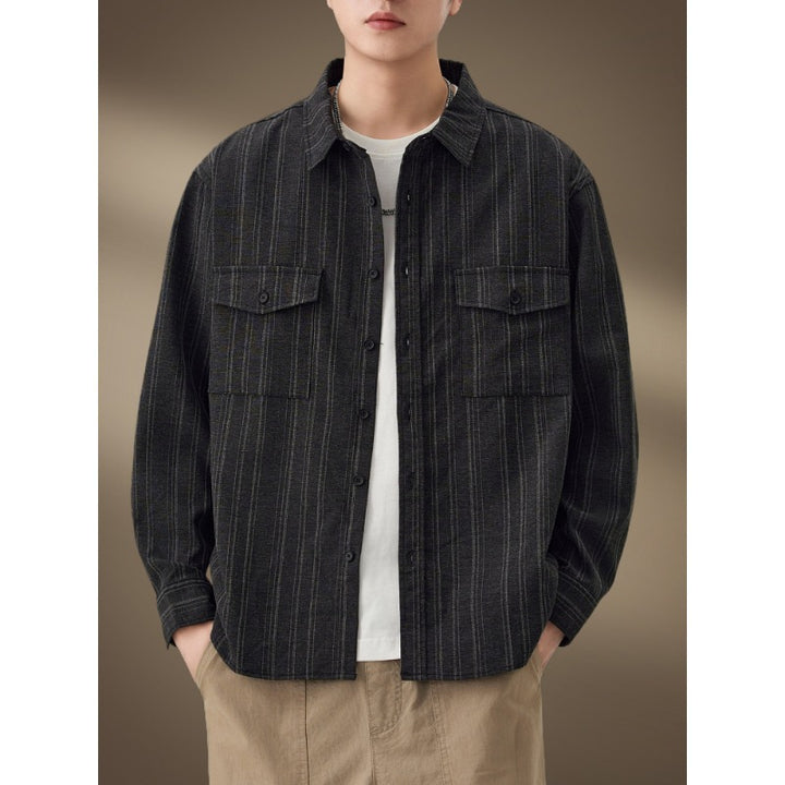 Herren Gestreiftes Hemdjacke mit Brusttaschen Echo Archiv