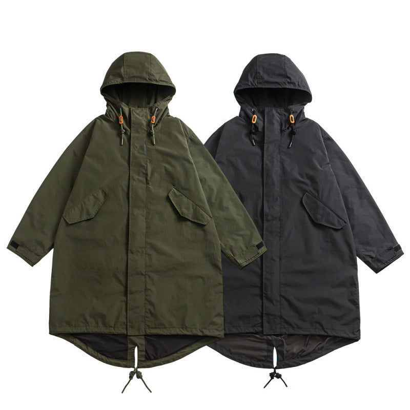 Unisex Oversize Wind- und Wasserdichter Parka mit Kapuze und Fischschwanz-Saum Echo Archiv