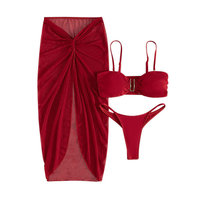 Damen Bikini-Set mit elegantem Knotendesign und hoch geschnittenem Rock Echo Archiv