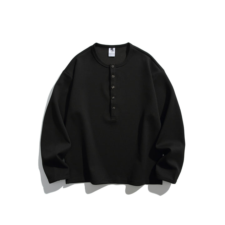 Unisex Waffelstrick-Henleyshirt mit Knopfleiste und Rundhalsausschnitt Echoarchiv