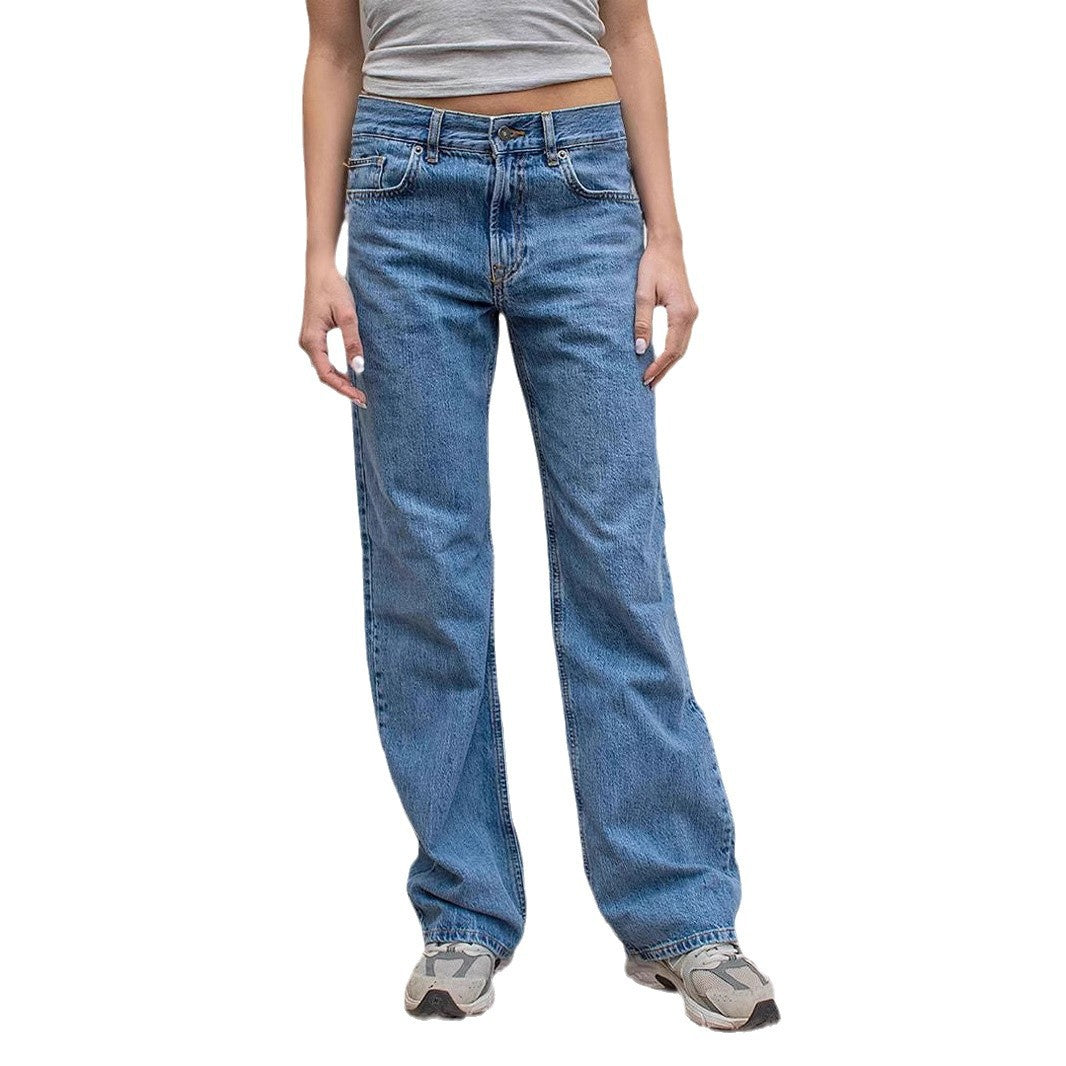 Damen weite Jeans mit lässigem Schnitt und ausgefranstem Saum Echo Archiv