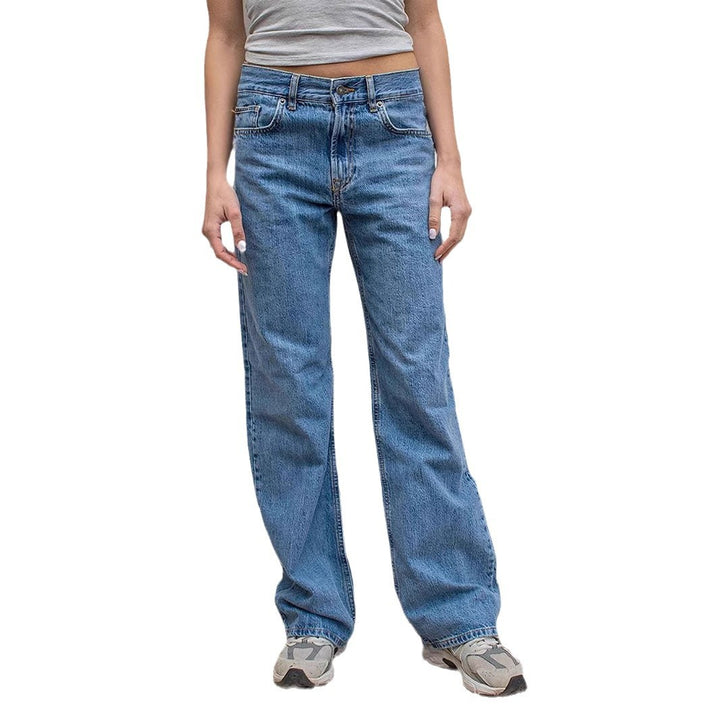 Damen weite Jeans mit lässigem Schnitt und ausgefranstem Saum Echo Archiv