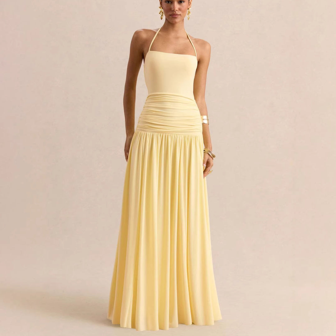 Damen Elegantes Maxikleid mit rüschiertem Oberteil und zarter Silhouette Echo Archiv