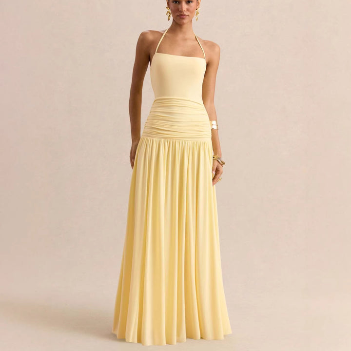 Damen Elegantes Maxikleid mit rüschiertem Oberteil und zarter Silhouette Echo Archiv
