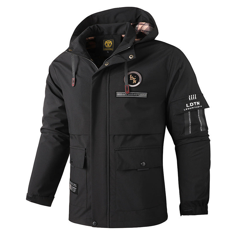 Herren nan urbaner Softshell-Parka mit Kapuze, verdecktem Zweiwege-Reißverschluss und Ärmeltasche Echo Archiv