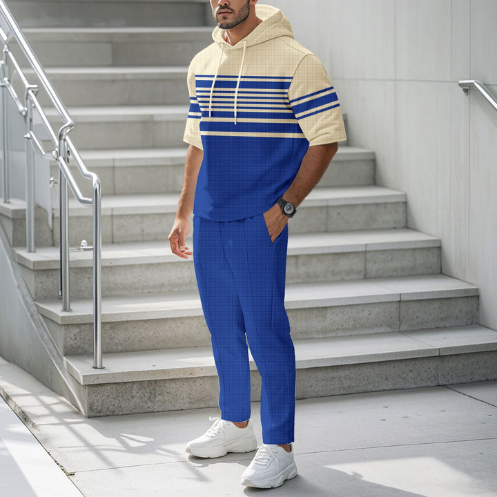 Herren Sportlicher Hoodie mit modischem Streifenmuster und bequemen Hosen Echoarchiv