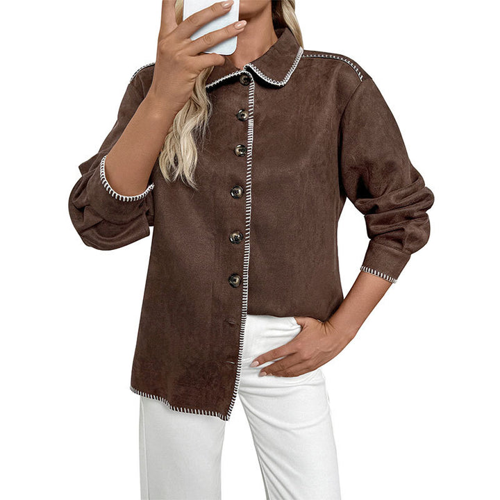Damen Elegantes Overshirt aus Velourslederimitat Echo Archiv