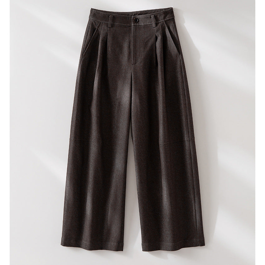 Damen Hochtaillierte weite Culotte-Stoffhose mit Bundfalten Echoarchiv