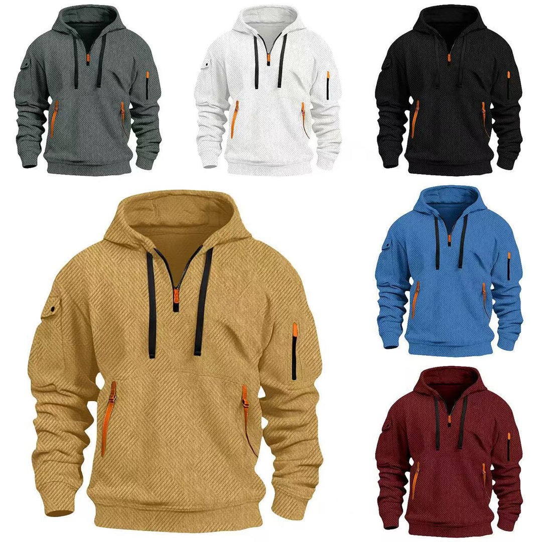 Herren Kapuzenpullover mit praktischen Reißverschlusstaschen und innovativem Strukturdesign Echoarchiv