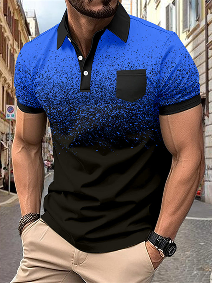 Herren Poloshirt mit dynamischem Farbverlauf und moderner Brusttasche Echoarchiv
