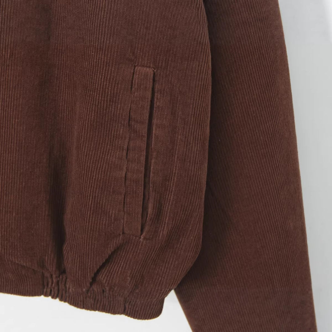 Damen Kurz geschnittene Cordblouson-Jacke mit Reißverschluss Echoarchiv