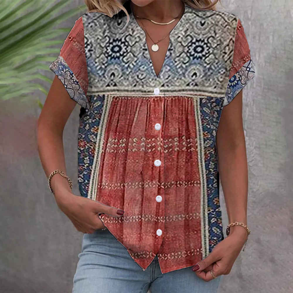 Damen Bluse mit floralem Design und Knopfleiste Echo Archiv