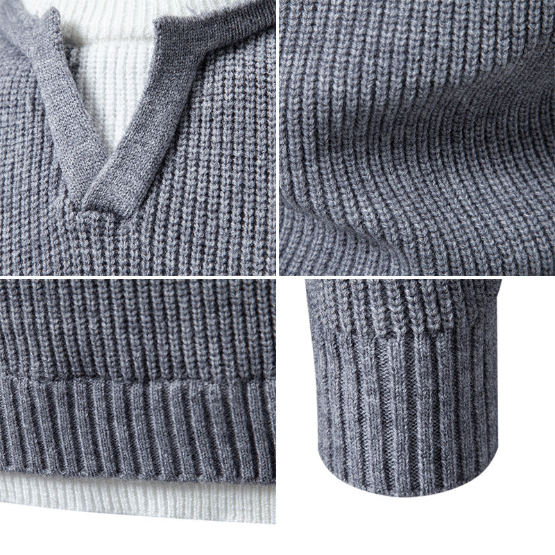 Herren Gerippter Strickpullover mit V-Notch und Lagenlook Echo Archiv