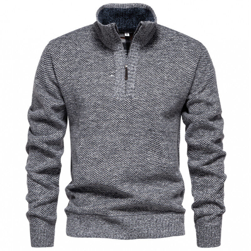 Herren Hochwertiger Pullover mit Stehkragen und Reißverschluss Echoarchiv