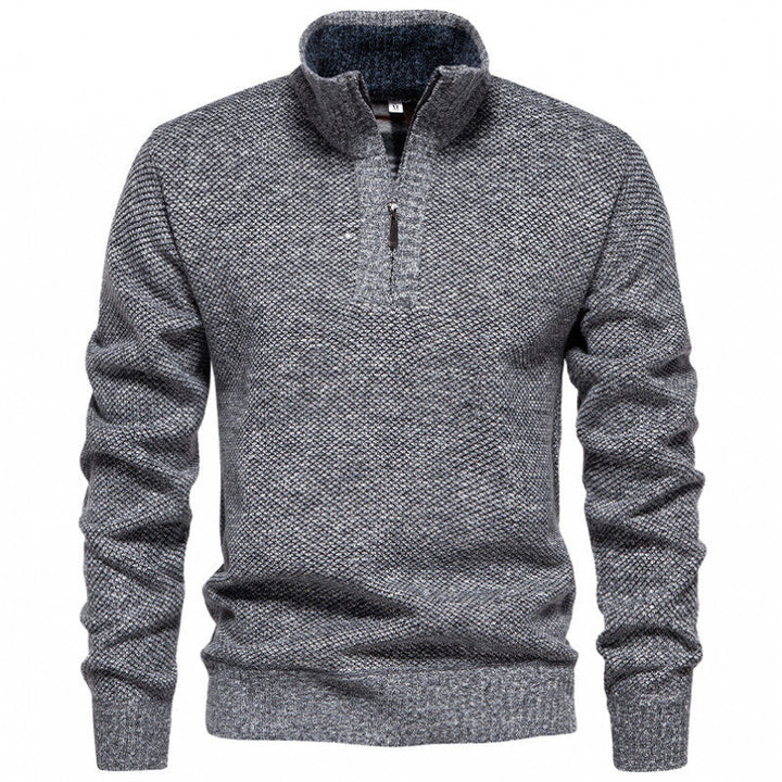 Herren Hochwertiger Pullover mit Stehkragen und Reißverschluss Echoarchiv
