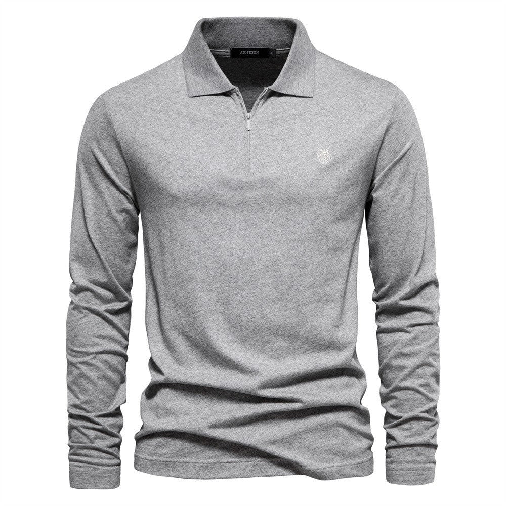 Herren Langärmliges Poloshirt mit modischem Reißverschluss und angenehmer Baumwollmischung Echoarchiv