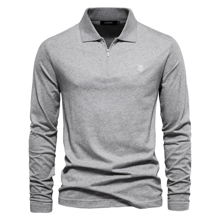 Herren Langärmliges Poloshirt mit modischem Reißverschluss und angenehmer Baumwollmischung Echoarchiv