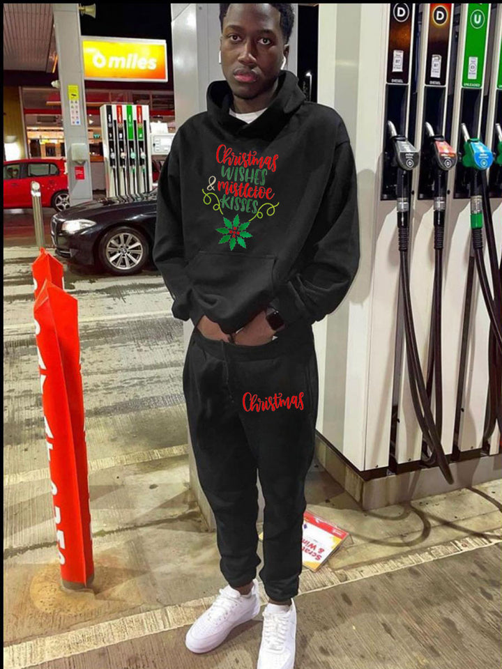 Herren Kuschel-Hoodie und Jogginghose Set mit festlichem Weihnachtsmotiv Echoarchiv