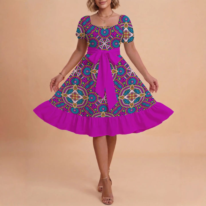 Damen elegantes Maxikleid mit floralem Design und Taillengürtel Echo Archiv