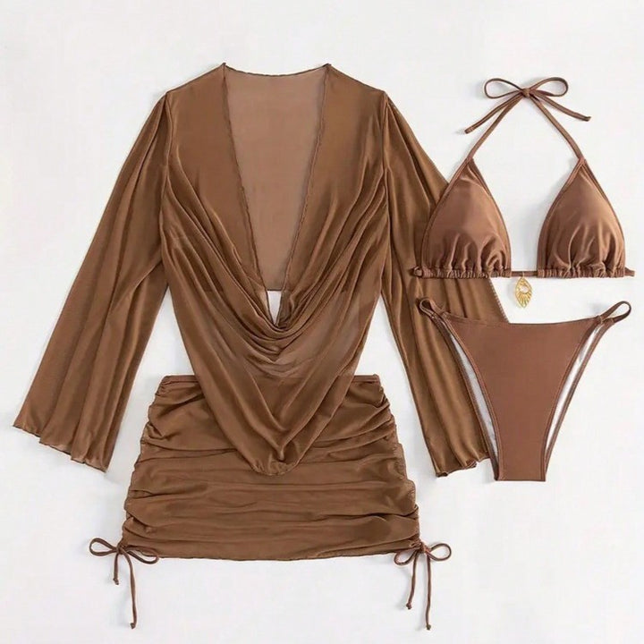 Damen Bikini-Set mit raffinierter Wickelbluse und halbtransparentem Rock Echo Archiv