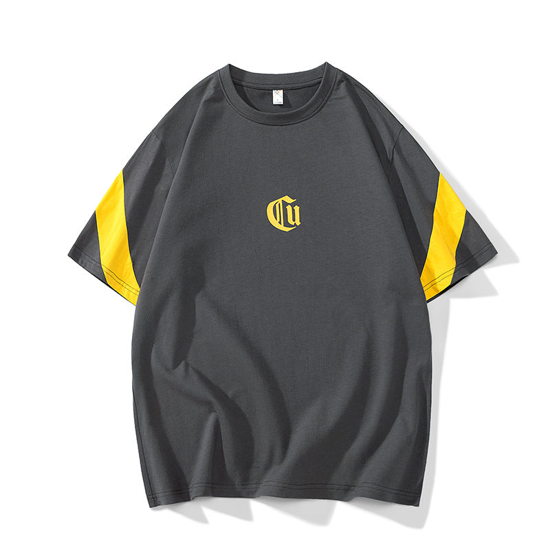 Herren Oversize-Baumwoll-T-Shirt mit Kontrastärmeln und Gothic-Logo Echo Archiv