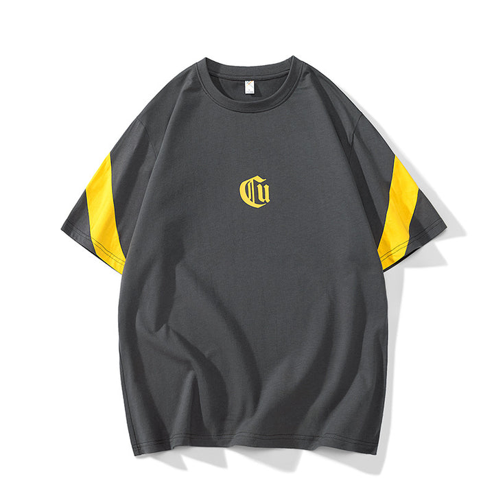 Herren Oversize-Baumwoll-T-Shirt mit Kontrastärmeln und Gothic-Logo Echo Archiv