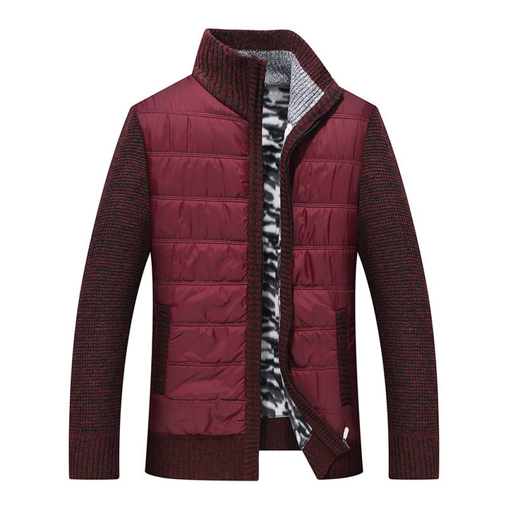 Herren gesteppte Übergangsjacke mit Strickärmeln und hohem Kragen Echoarchiv