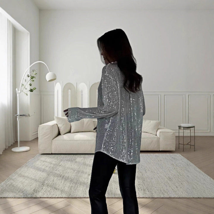 Damen Glitzerndes Oversized-Hemd mit Pailletten Echoarchiv