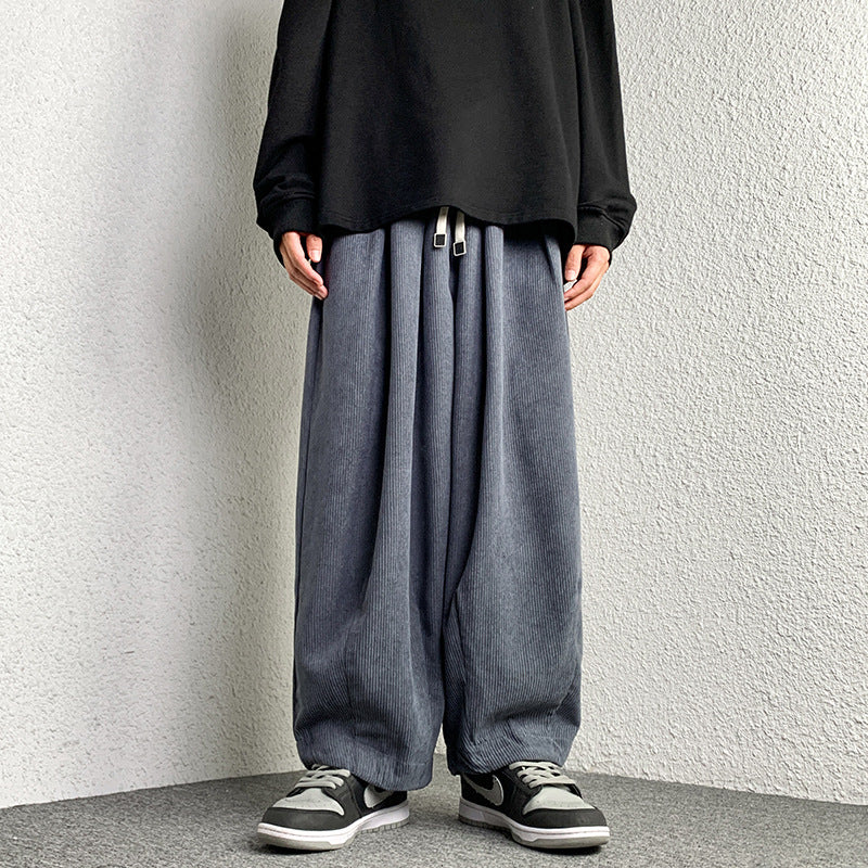 Unisex Extraweit geschnittene Cord-Loungehose mit Tunnelzug und elastischen Bündchen Echo Archiv