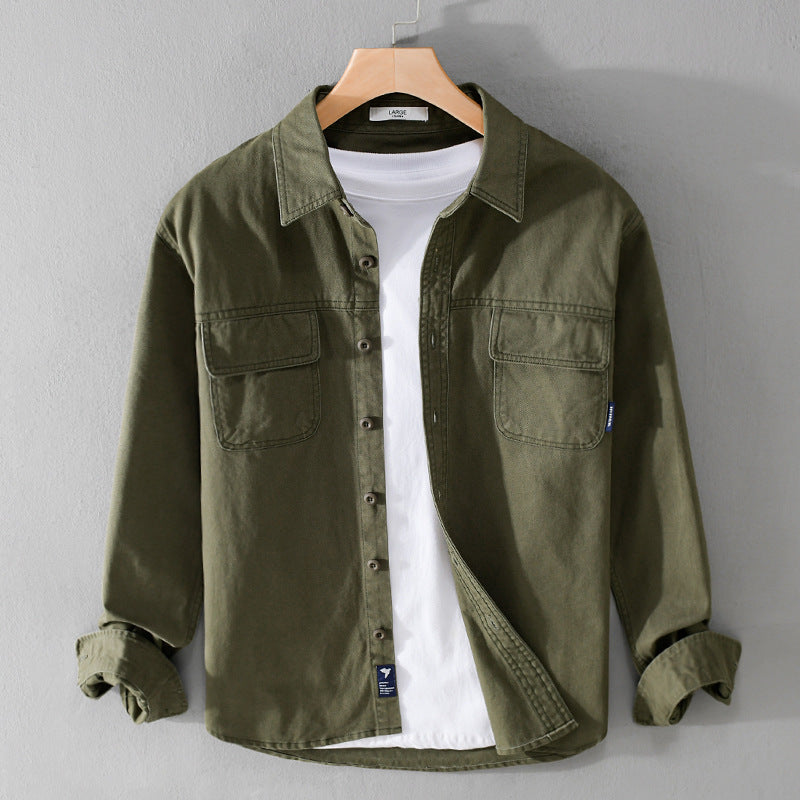 Herren Overshirt-Jacke aus Baumwoll-Twill mit aufgesetzten Brusttaschen und Knopfleiste Echoarchiv