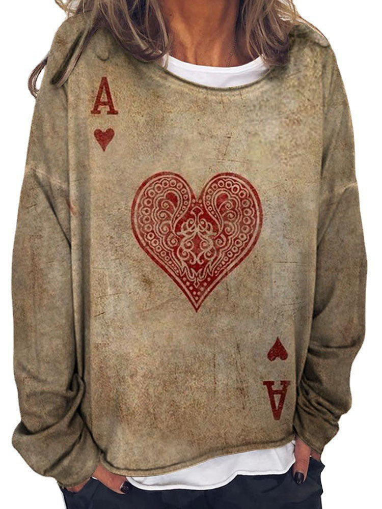 Damen Langärmeliges Oversize-Sweatshirt mit abstraktem Aquarell-Mosaikprint – Avérine