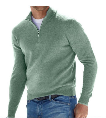 Herren Feiner Strickpullover mit kurzem Reißverschluss und Troyerkragen Echo Archiv