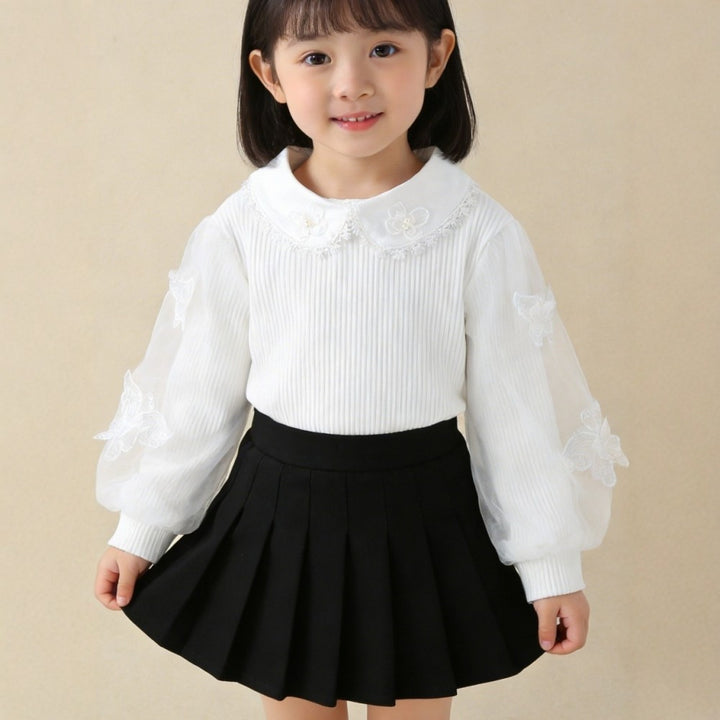 Damen Bluse mit eleganten Puffärmeln und Rüschenkragen Echo Archiv