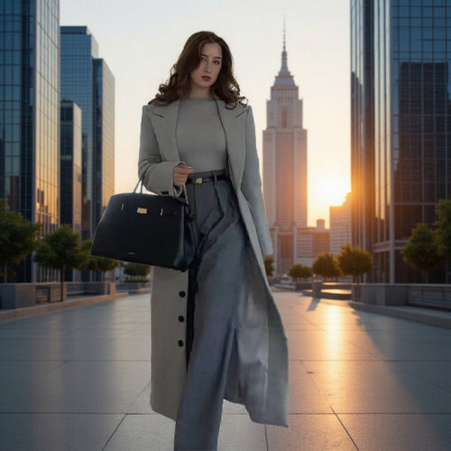 Damen Longline-Mantel mit taillierter Silhouette, strukturiertem Revers und Gehschlitz Echo Archiv