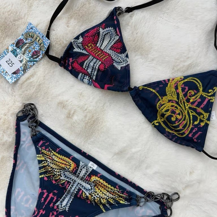 Damen Triangel-Bikini mit auffälligem Grafikumrandung Echo Archiv