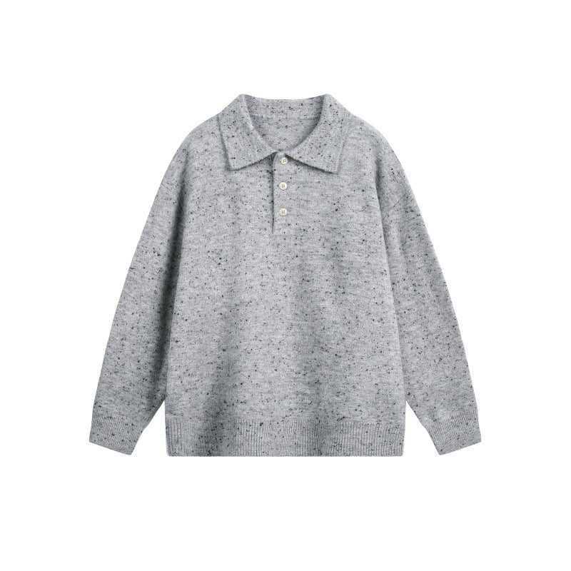 Damen Oversize-Polo-Pullover aus Mélange-Feinstrick mit Polokragen und Knopfleiste Echoarchiv