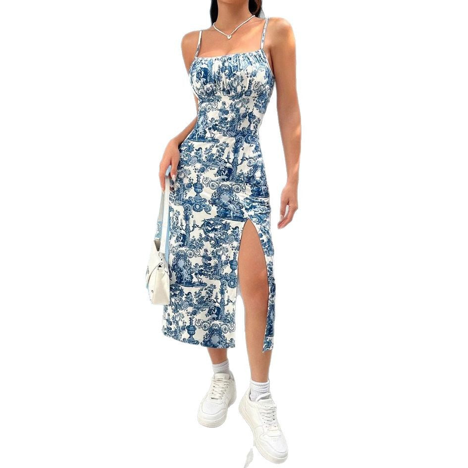 Damen figurbetontes Midikleid mit Raffung und Schlitz Echo Archiv
