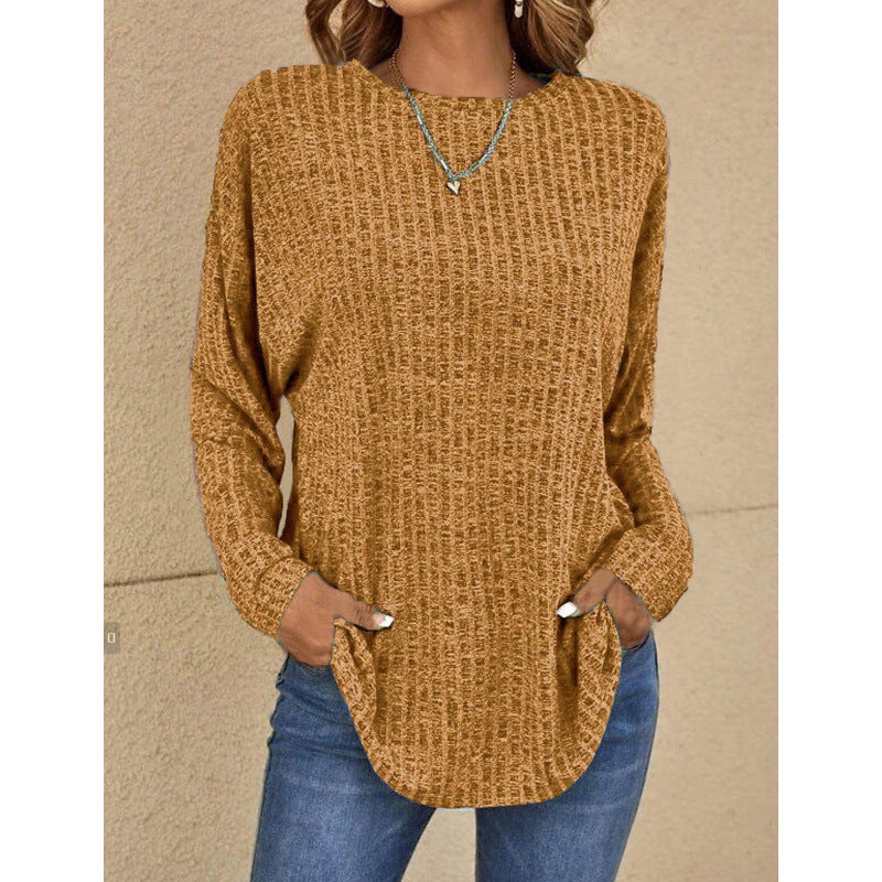 Damen Oversized Struktur-Strickpullover mit Rundhals und Eingrifftaschen Echo Archiv
