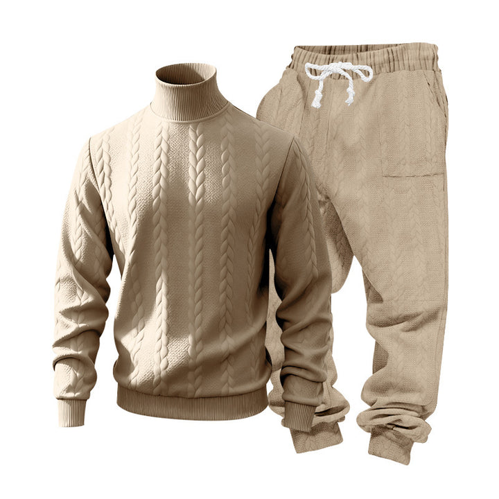 Herren lässiger Strickpullover mit Rollkragen und bequemen Sweatpants Echoarchiv