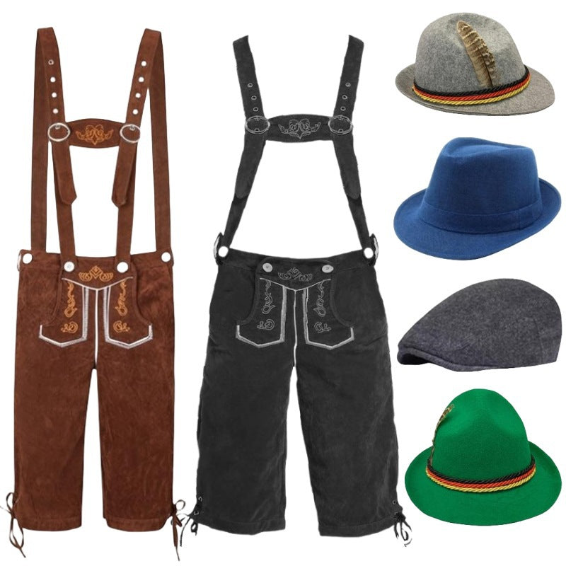 Herren nan kurze Trachtenlederhose mit verstellbaren Trägern und traditionellen Stickereien Echo Archiv