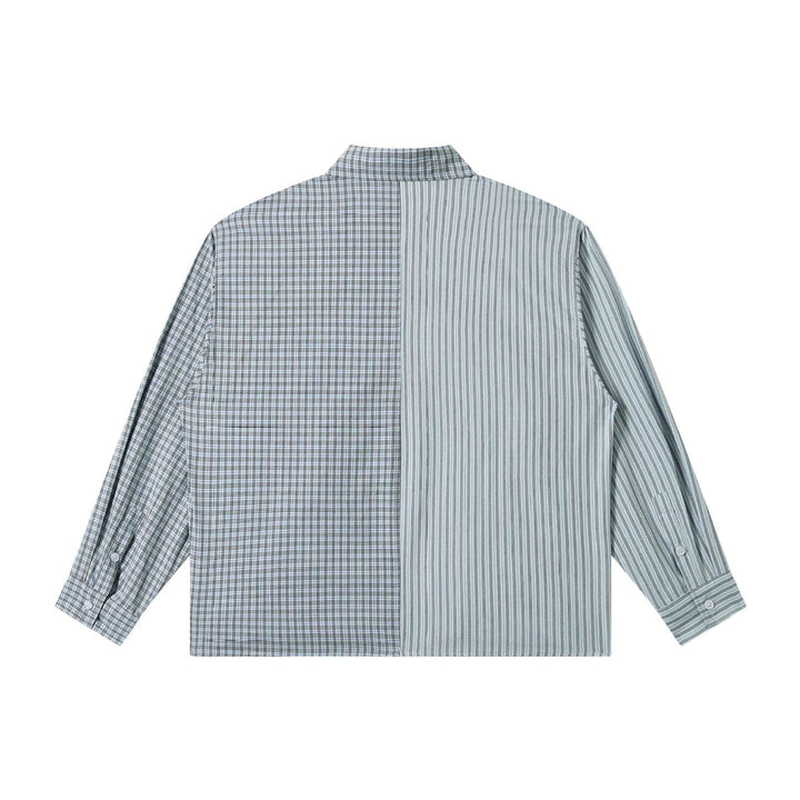 Unisex Oversize-Hemd mit geteiltem Streifen- und Karo-Design Echoarchiv