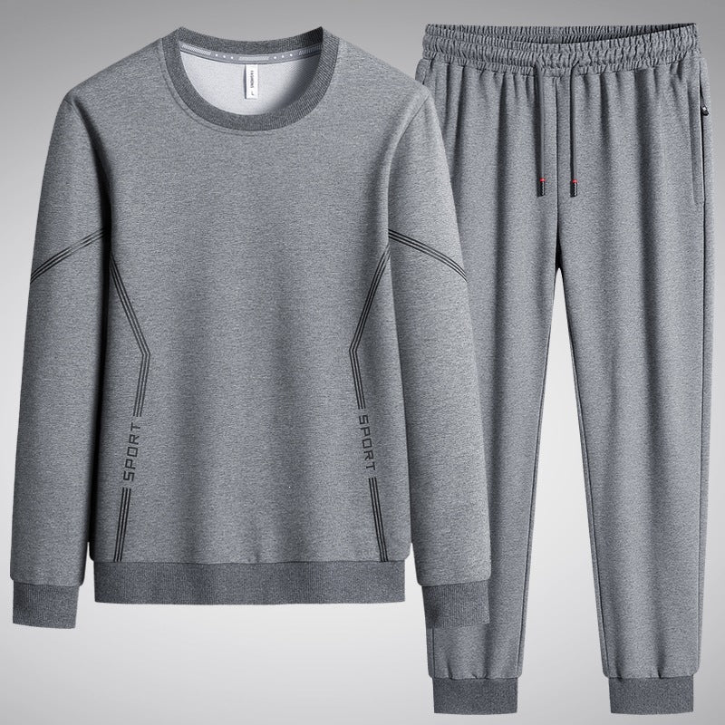 Herren Sportliches Freizeit-Jogginganzug-Set aus atmungsaktivem Funktionsfleece mit Rundhalsausschnitt & Kordelbund Echoarchiv