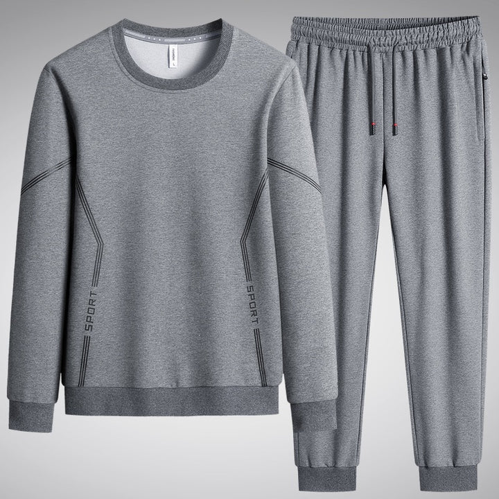 Herren Sportliches Freizeit-Jogginganzug-Set aus atmungsaktivem Funktionsfleece mit Rundhalsausschnitt & Kordelbund Echoarchiv