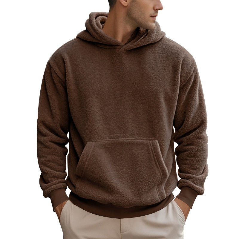 Herren Hoodie aus kuscheligem Teddy-Fleece mit Kängurutasche und breiten Bündchen Echoarchiv