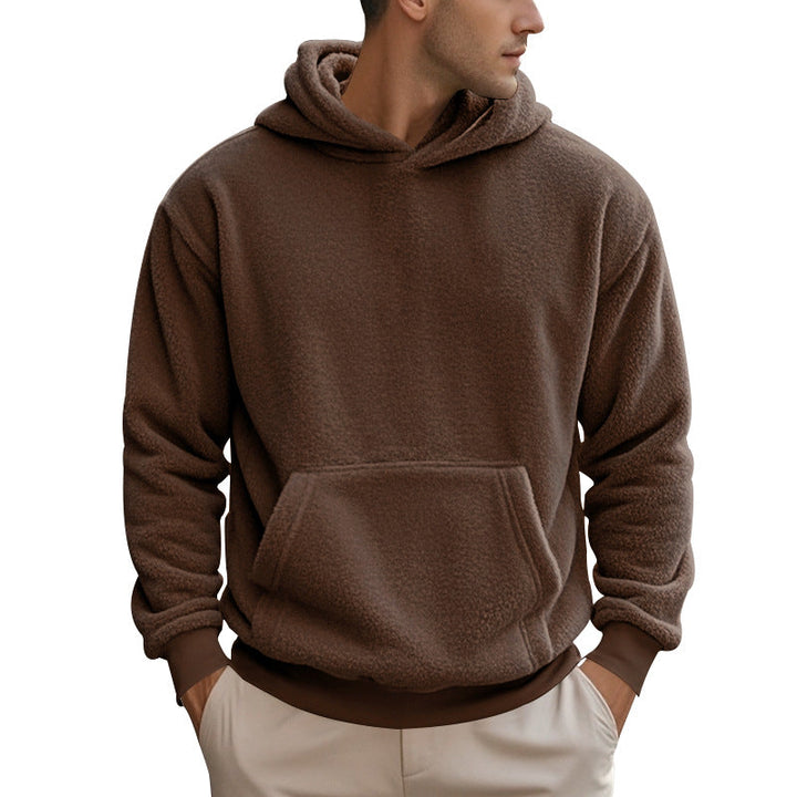 Herren Hoodie aus kuscheligem Teddy-Fleece mit Kängurutasche und breiten Bündchen Echoarchiv
